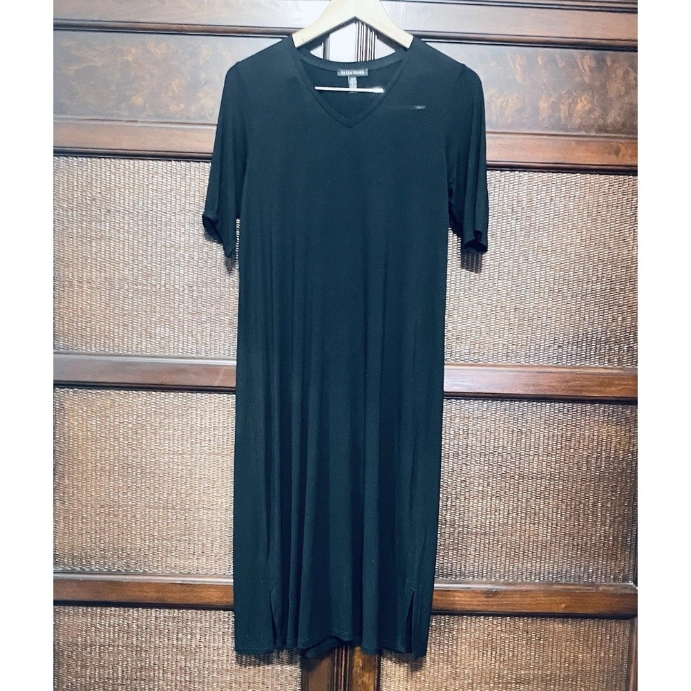 Eileen‎ Fisher Black Jersey Midi Dress Size XS/M Comfortable Summer Casual